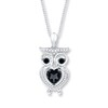 Thumbnail Image 1 of Black Onyx Owl Necklace 1/8 ct tw Diamonds Sterling Silver