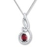 Thumbnail Image 0 of Garnet Necklace White Topaz Sterling Silver