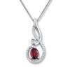 Thumbnail Image 1 of Garnet Necklace White Topaz Sterling Silver