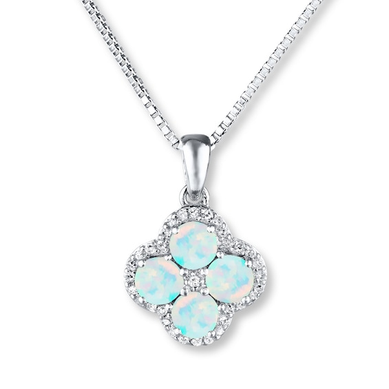 Lab-Created Opal Necklace Lab-Created Sapphires Sterling Silver | Kay ...