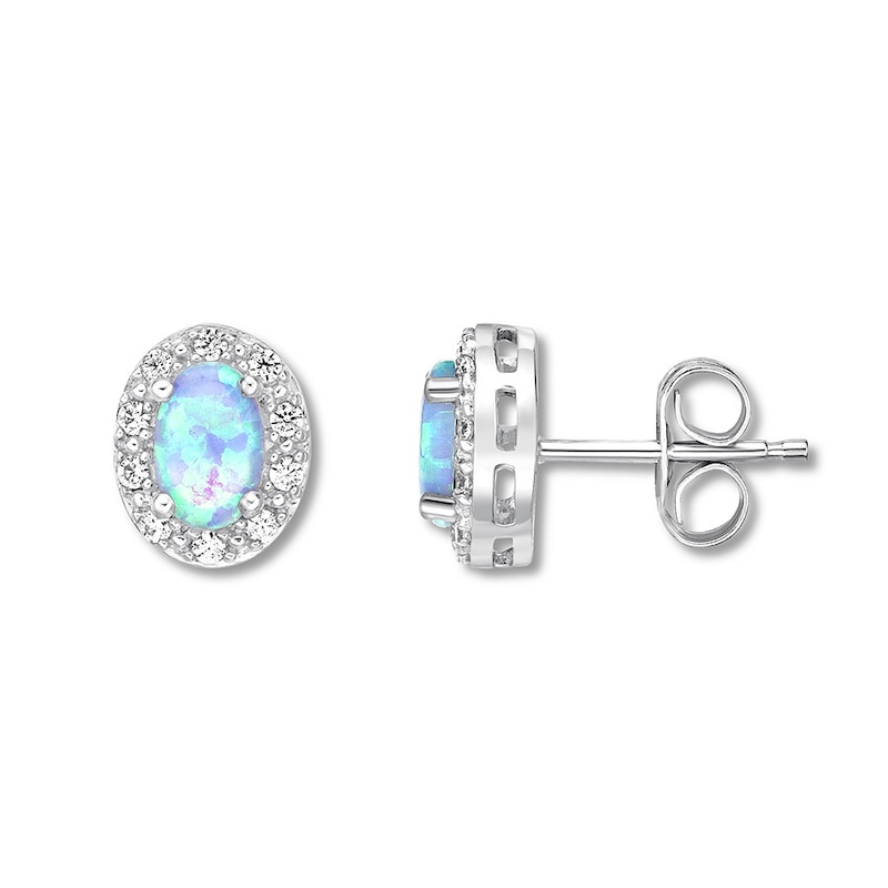 Lab-Created Blue Opal Earrings Sterling Silver | Kay Outlet
