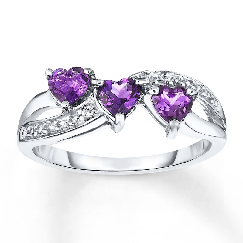 Amethyst Ring Diamond Accent Sterling Silver | Kay Outlet