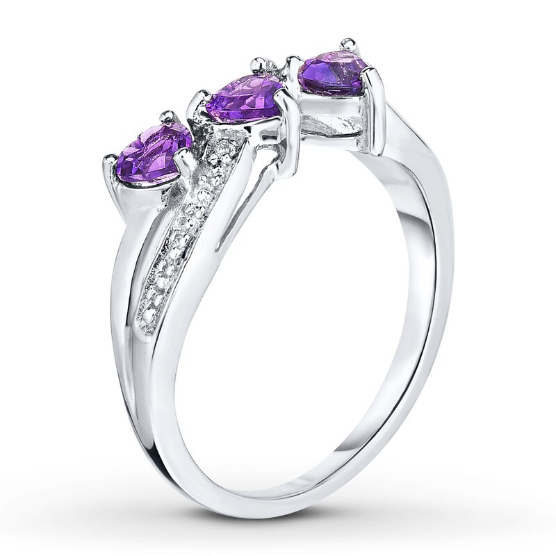 Amethyst Ring Diamond Accent Sterling Silver | Kay Outlet