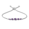 Thumbnail Image 1 of Amethyst & White Lab-Created Sapphire Bolo Bracelet Sterling Silver