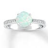 Thumbnail Image 1 of Lab-Created Opal Ring Lab-Created Sapphires Sterling Silver