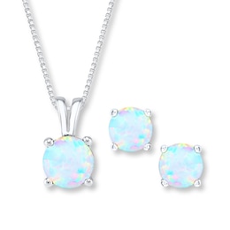 Lab-Created Opal Boxed Set Sterling Silver