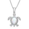 Thumbnail Image 0 of Turtle Necklace Lab-Created Opal with Diamonds Sterling Silver