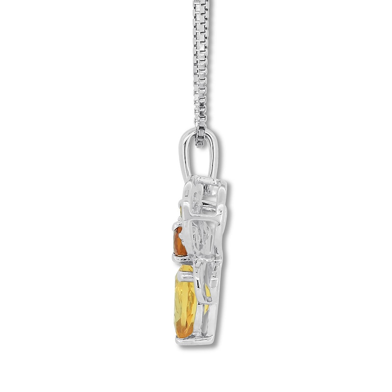 Citrine Bee Necklace White Topaz Sterling Silver