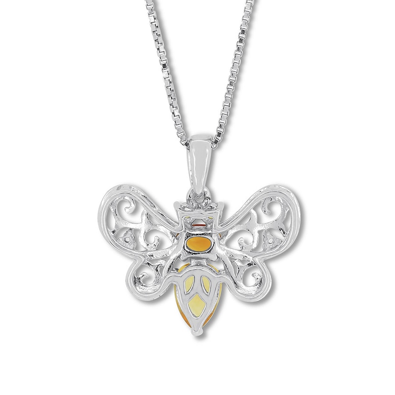Citrine Bee Necklace White Topaz Sterling Silver