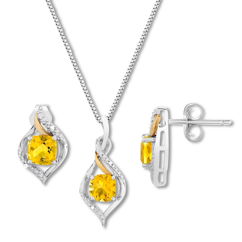 Citrine Boxed Set Sterling Silver/10K Yellow Gold