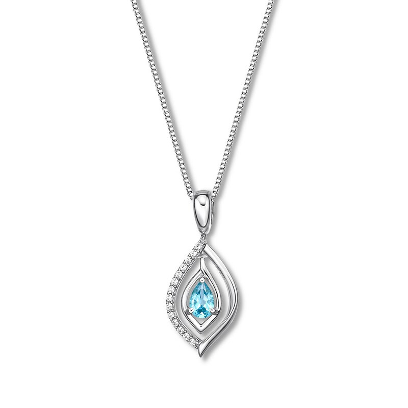 Main Image 1 of Convertible Blue Topaz/Lab-Created Opal Necklace Sterling Silver