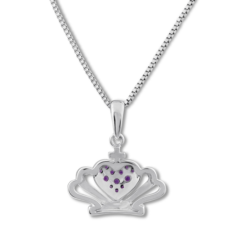 Crown Necklace Amethysts/Diamonds Sterling Silver