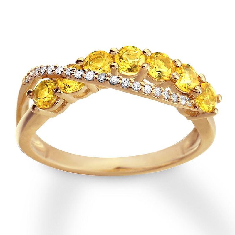 Citrine Ring 1/15 ct tw Diamonds 10K Yellow Gold