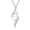 Thumbnail Image 1 of Cultured Pearl Necklace 1/8 ct tw Diamonds 10K Rose Gold