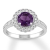 Thumbnail Image 0 of Amethyst Ring 1/8 ct tw Diamonds Sterling Silver