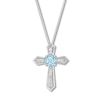Thumbnail Image 0 of Cross Necklace Aquamarine/White Topaz Sterling Silver