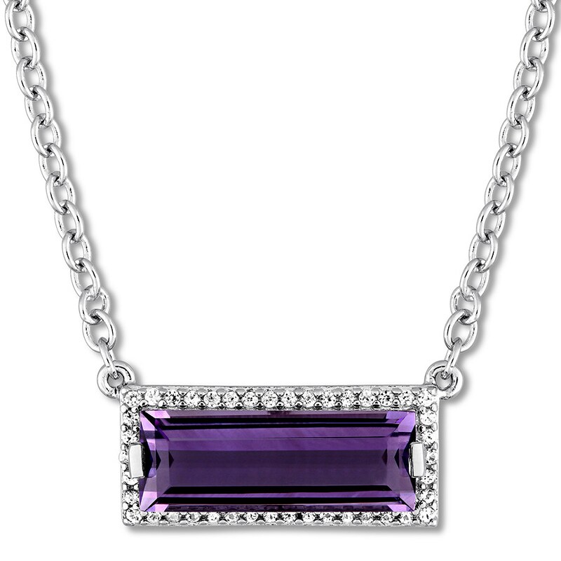 Main Image 1 of Amethyst & White Sapphire Necklace Sterling Silver