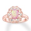 Lab-Created Pink Opal Ring 1/6 ct tw Diamonds 10K Rose Gold