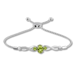 Peridot Bolo Bracelet Lab-Created Sapphires Sterling Silver