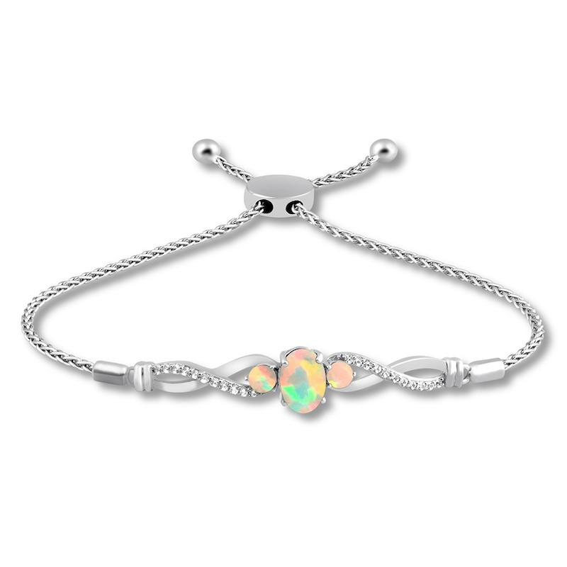 Main Image 1 of Lab-Created Opal Bolo Bracelet Sterling Silver