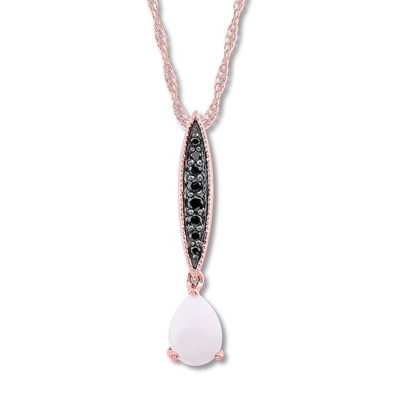 Lab-Created Opal Necklace 1/15 ct tw Diamonds 10K Rose Gold