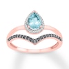 Thumbnail Image 1 of Aquamarine Ring 1/6 ct tw Diamonds 10K Rose Gold