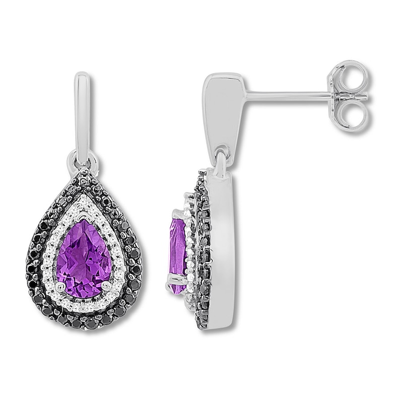Main Image 2 of Amethyst Earrings 1/4 ct tw Diamonds Sterling Silver