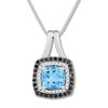 Thumbnail Image 1 of Blue Topaz Necklace 1/6 ct tw Diamonds Sterling Silver