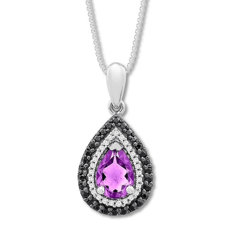 Amethyst Necklace 1/6 ct tw Diamonds Sterling Silver