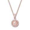 Thumbnail Image 0 of Morganite Necklace 1/10 ctw Diamonds 10K Rose Gold