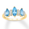Blue Topaz Ring 1/15 ct tw Diamonds 10K Yellow Gold
