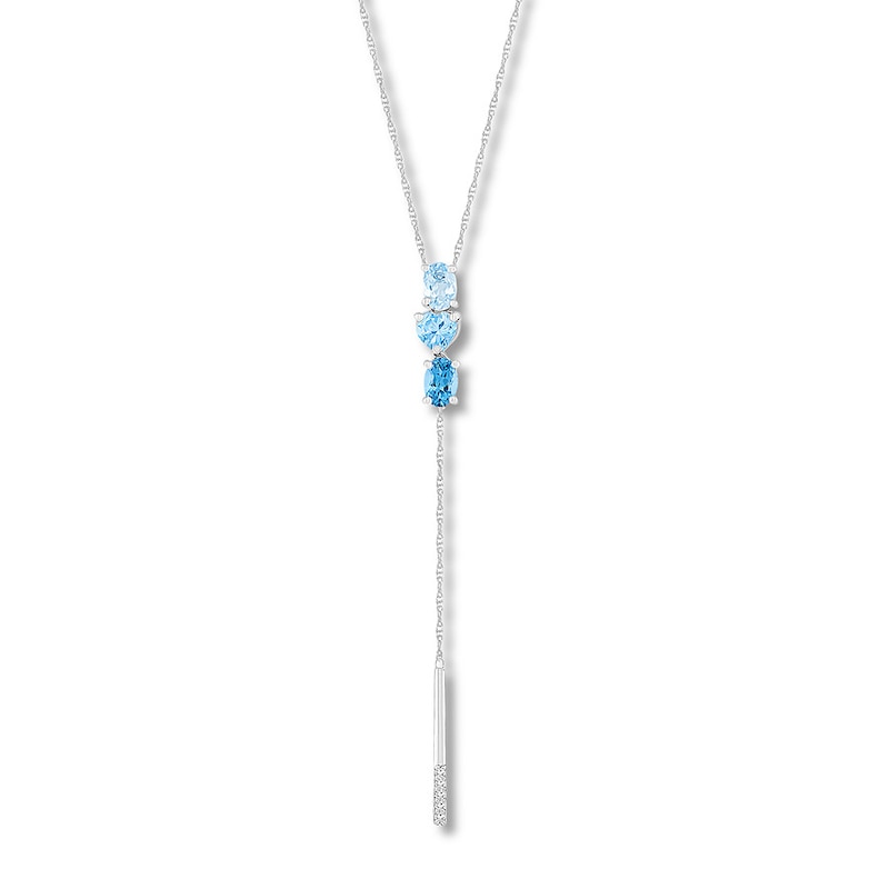Blue Topaz/Lab-Created Sapphire Lariat Necklace Sterling Silver