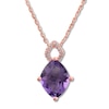 Thumbnail Image 1 of Amethyst Necklace with Diamonds 10K Rose Gold