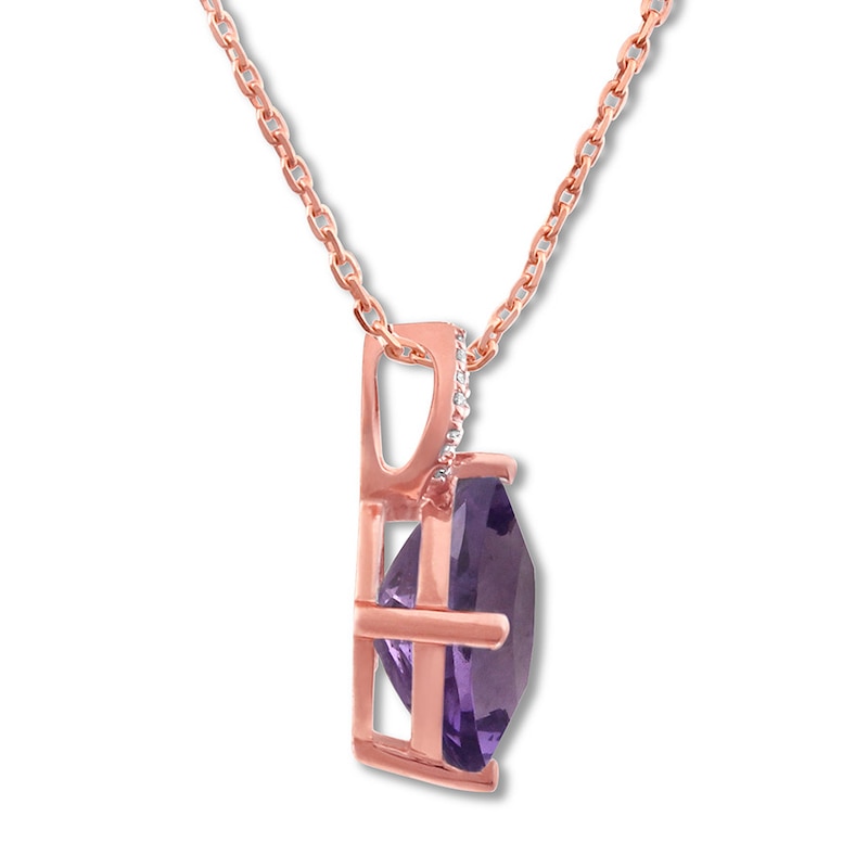 Main Image 2 of Amethyst Necklace with Diamonds 10K Rose Gold