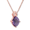 Thumbnail Image 3 of Amethyst Necklace with Diamonds 10K Rose Gold