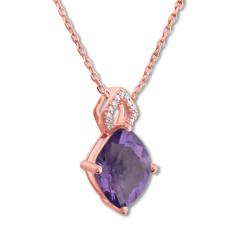 Main Image 3 of Amethyst Necklace with Diamonds 10K Rose Gold