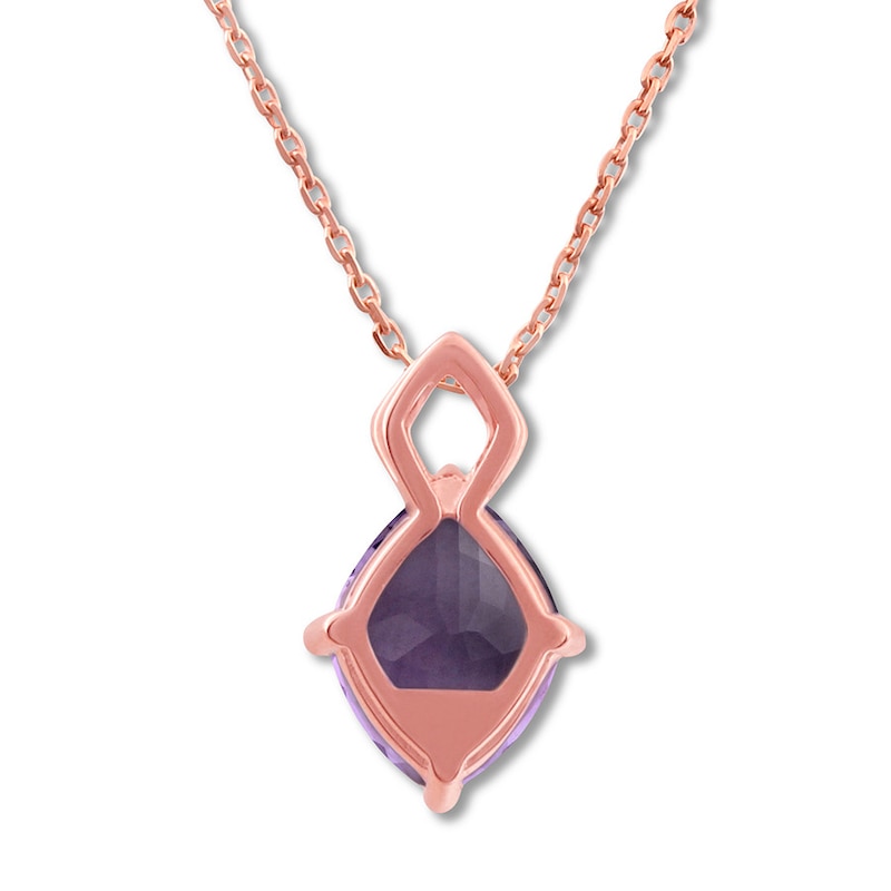 Main Image 4 of Amethyst Necklace with Diamonds 10K Rose Gold