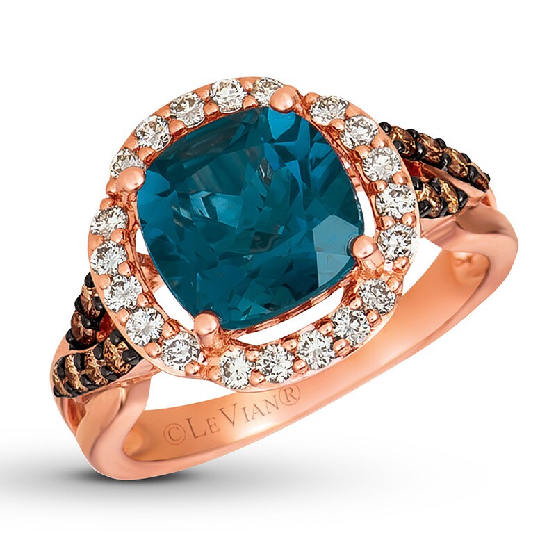 Main Image 1 of Le Vian Blue Topaz Ring 1/2 ct tw Diamonds 14K Strawberry Gold