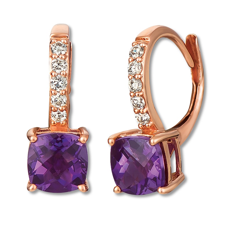 Main Image 1 of Le Vian Amethyst Earrings 1/6 ct tw Diamonds 14K Gold