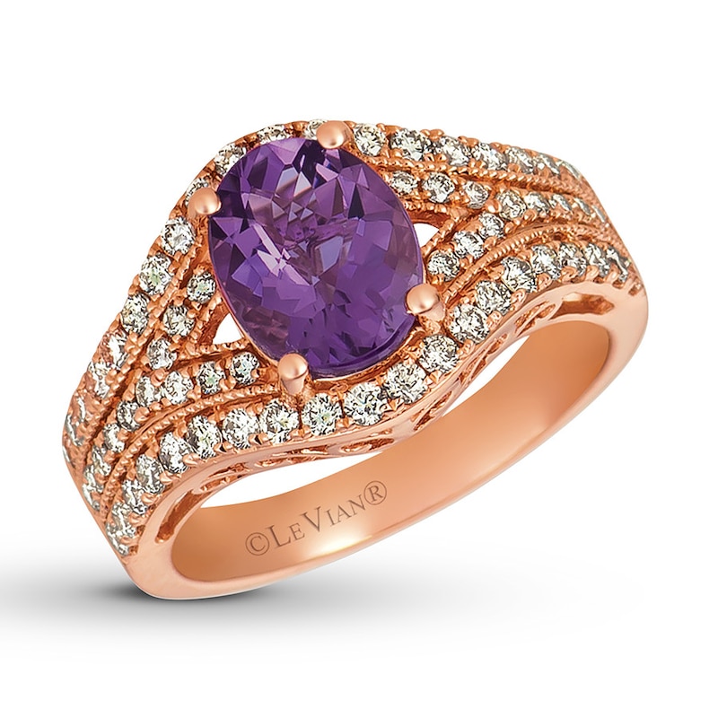 Main Image 1 of Le Vian Grape Amethyst Ring 3/4 ct tw Nude Diamonds 14K Gold