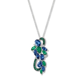 Le Vian Emerald & Sapphire Necklace 1/5 ct tw Diamonds 14K Gold