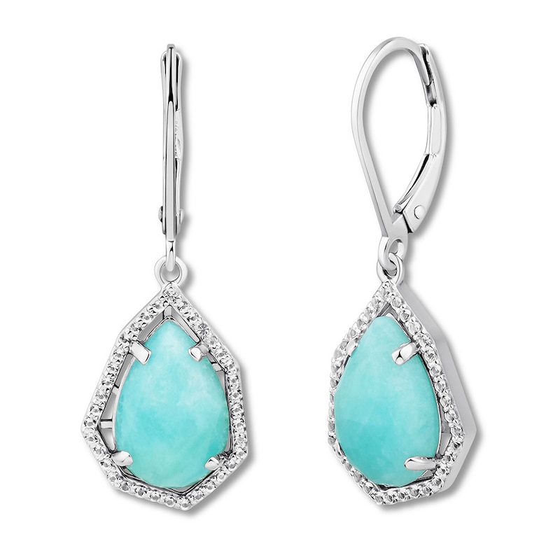 Main Image 1 of Amazonite & White Topaz Earrings Sterling Silver