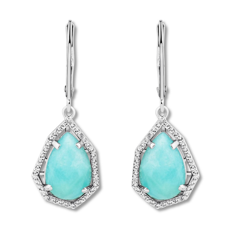 Main Image 2 of Amazonite & White Topaz Earrings Sterling Silver