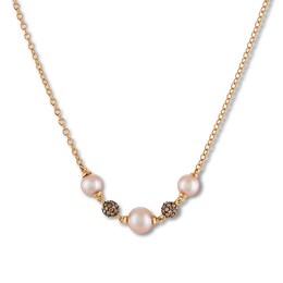Le Vian Cultured Pearl Necklace 1/2 ct tw Diamonds 14K Gold
