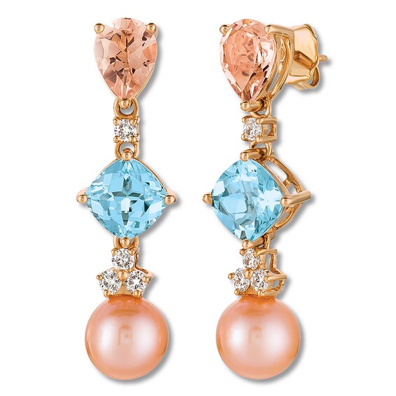 Le Vian Morganite, Aquamarine & Cultured Pearl Earrings
