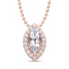 Thumbnail Image 1 of Aquamarine & White Topaz Necklace 10K Rose Gold 15"-18" Adj.