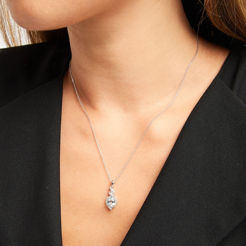 Main Image 2 of Oval Aquamarine White Topaz Sterling Silver