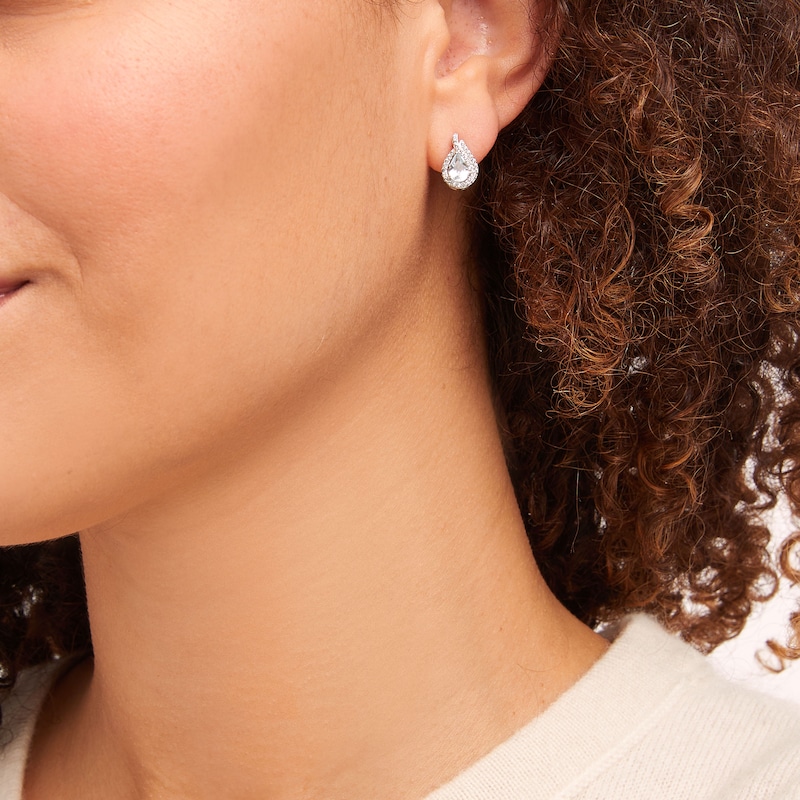 Main Image 2 of Aquamarine Teardrop Earrings White Topaz Sterling Silver