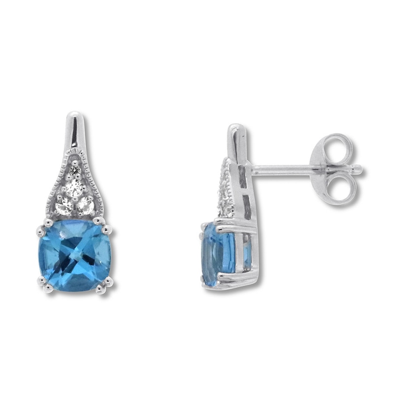 Main Image 1 of Blue Topaz Earrings White Topaz Sterling Silver