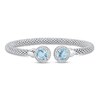 Blue & White Topaz Popcorn Mesh Cuff Bracelet Sterling Silver